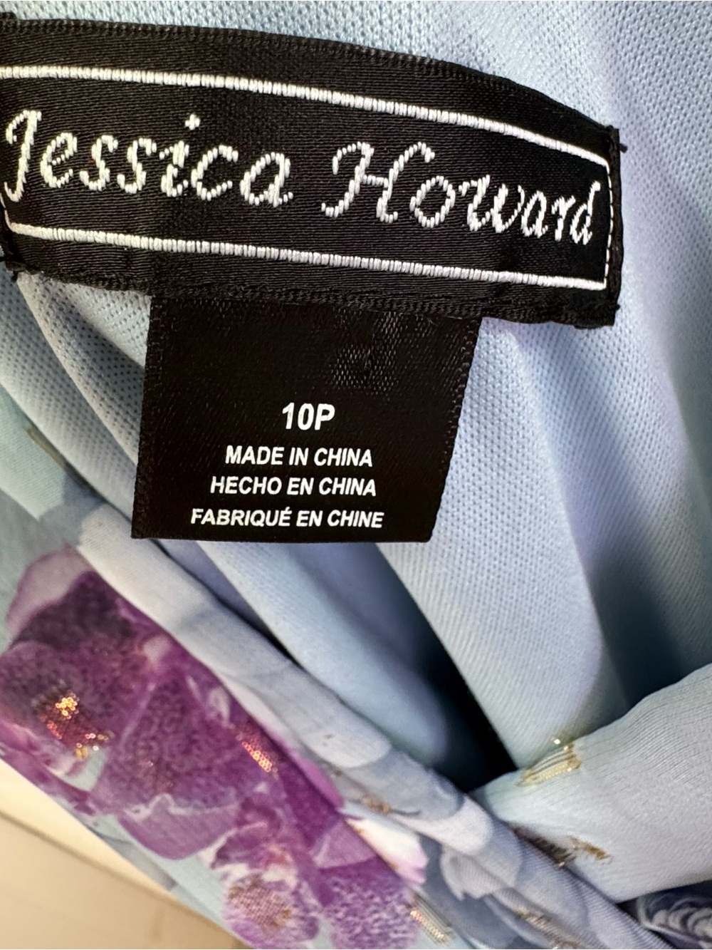 Jessica Howard 10P Floral High Low Maxi Dress Pockets Blue Purple Wedding Guest - Picture 7 of 8
